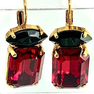 Swarovski Handcrafted Ruby Crystal  and Jet Hematite Statement Earrings